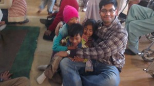 Three of the kids cuddled in my arms